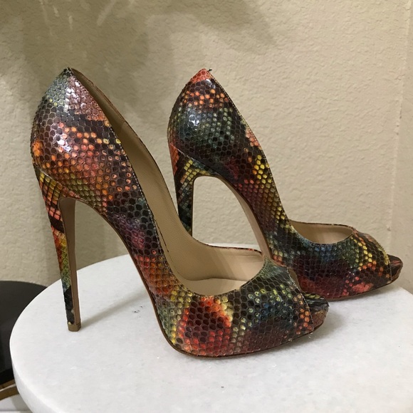 Alexandre Birman Python Peep Toe Heels - Picture 10 of 13